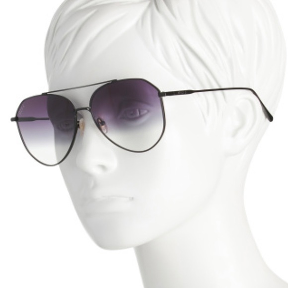 DIFF Jane Sunglasses Aviators Matte Black Frame Grey Gradient Lenses - Picture 4 of 10